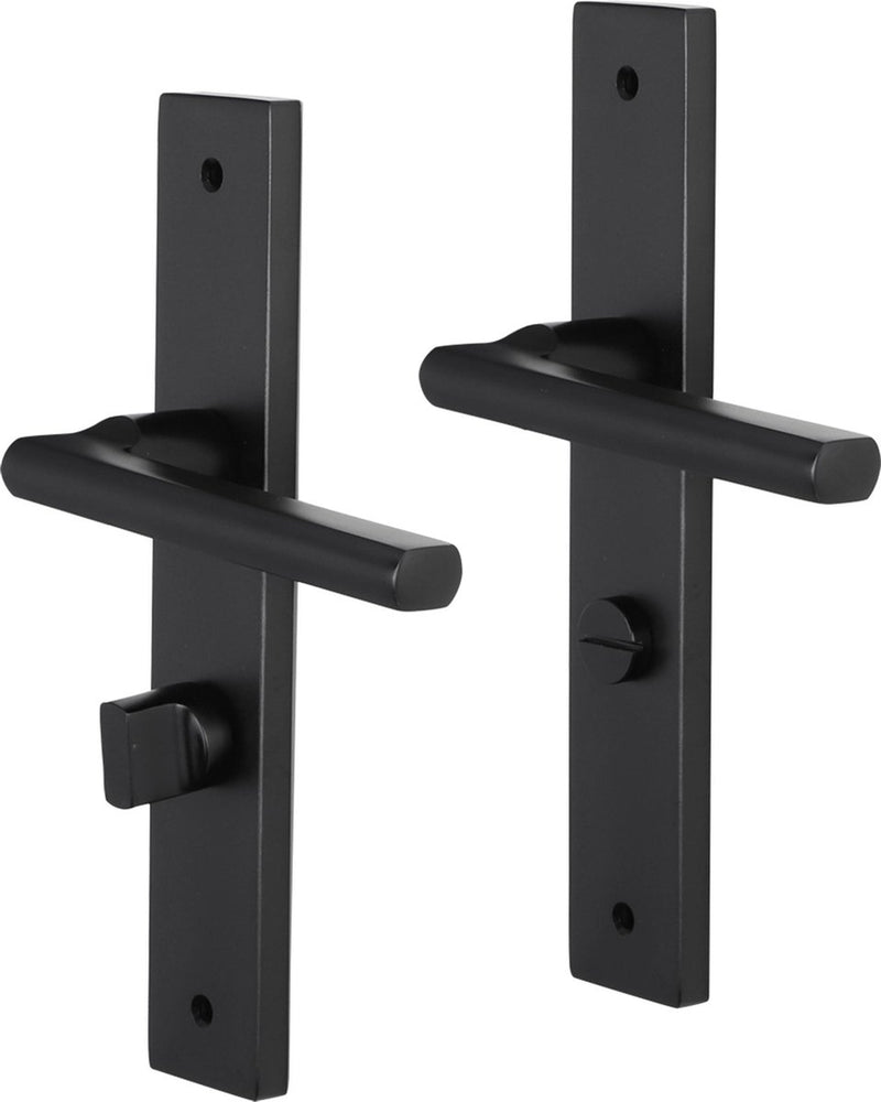 Ferrure de porte intérieure Impresso redhill - bouclier de porte carré avec vis et serrure de toilette - aluminium - noir
