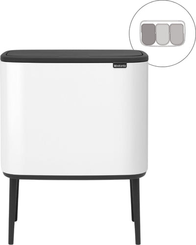 Poubelle Brabantia bo touch bin - 3 x 11 litres - tri sélectif - blanc