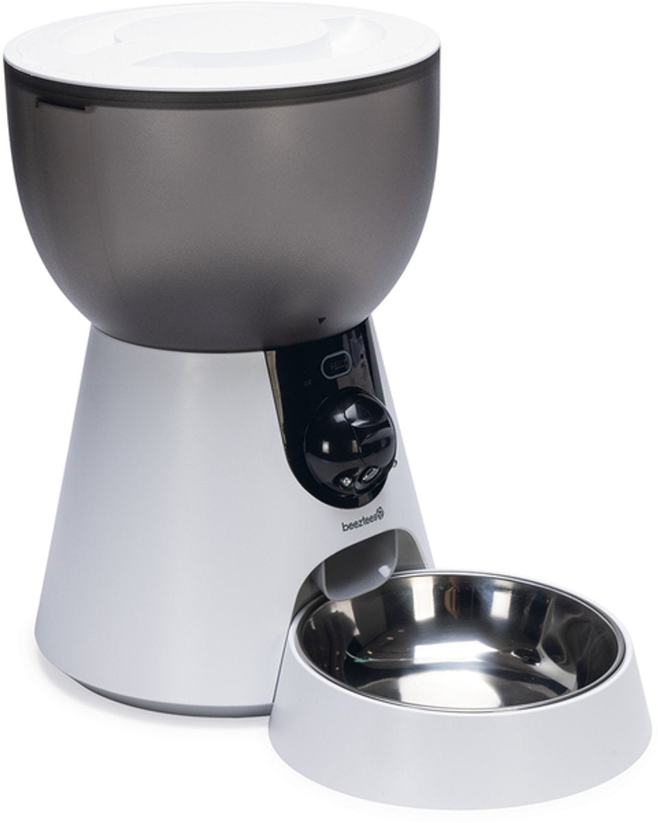 Beeztees cam mangeoire automatique pour chat intelligente avec caméra - gamelle de nourriture - blanc - 4 litres