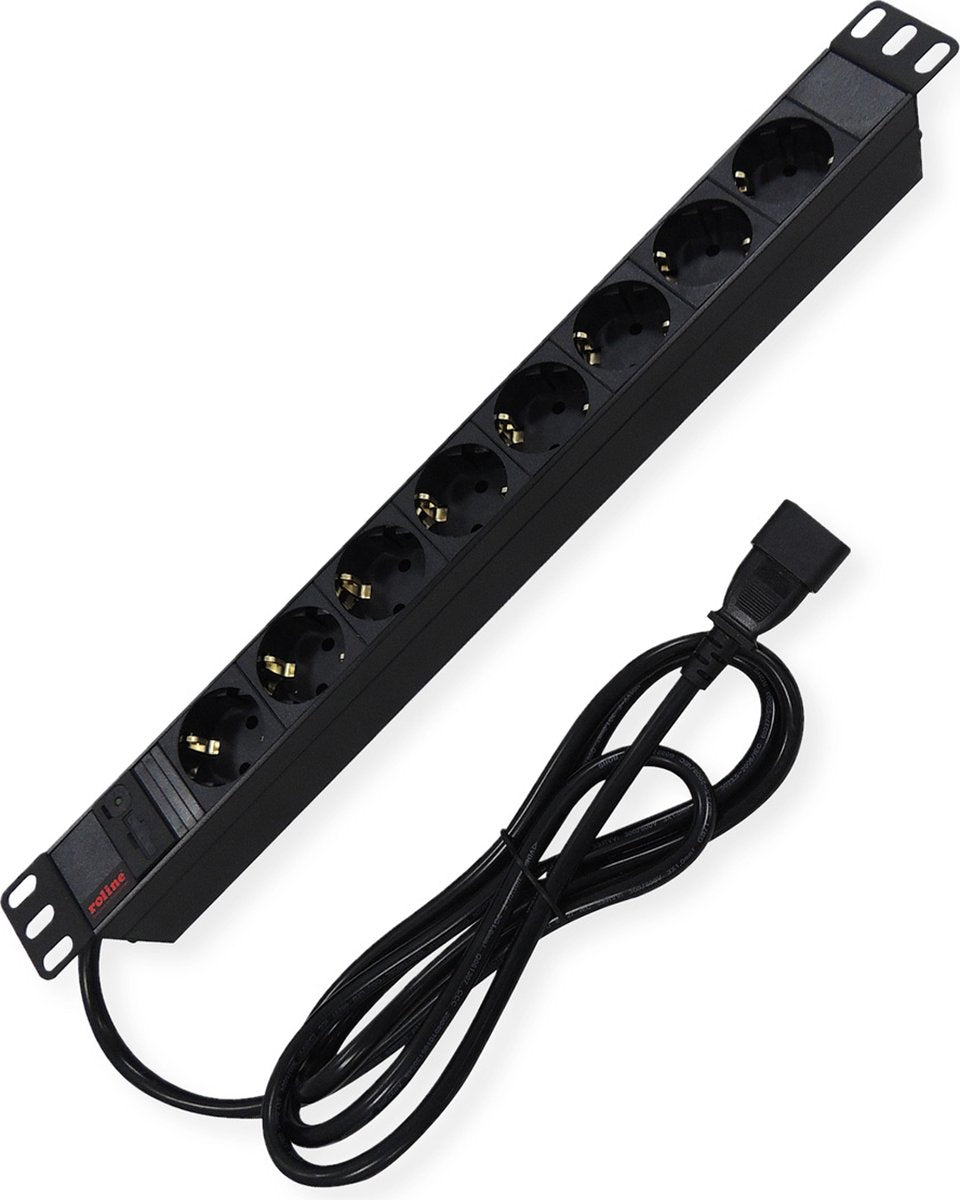 Roline 19 prise 8 voies, fiche C14, noir, 2 m