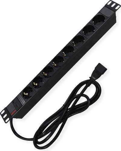Roline 19 prise 8 voies, fiche C14, noir, 2 m