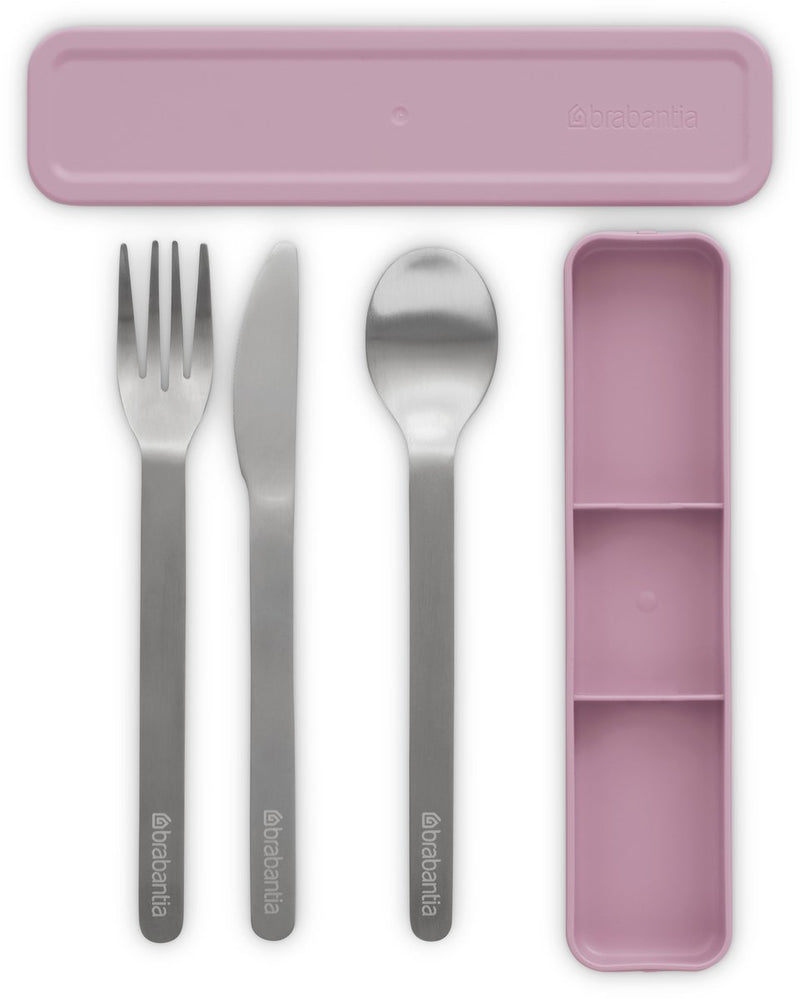 Brabantia make take set de couverts - à emporter - 3 pièces - rose lilas