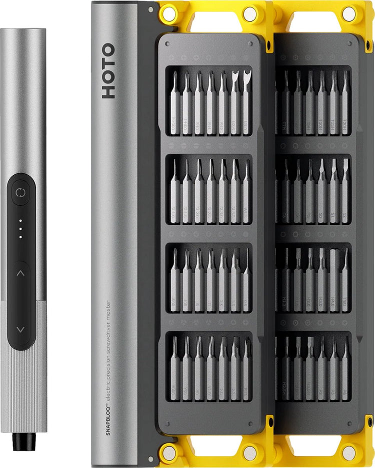 Ensemble principal de tournevis électrique de précision Hoto snapbloq™ s-a01 (56 pièces) – tournevis électrique de précision – mini tournevis sans fil – moteur sans balais – 3 réglages de couplage – lumière LED – rechargeable USB-C