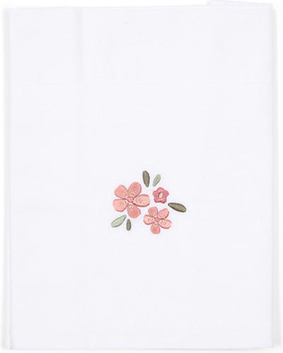 Petit drap de berceau hollandais - blanc - jardin féerique - fleurs féeriques
