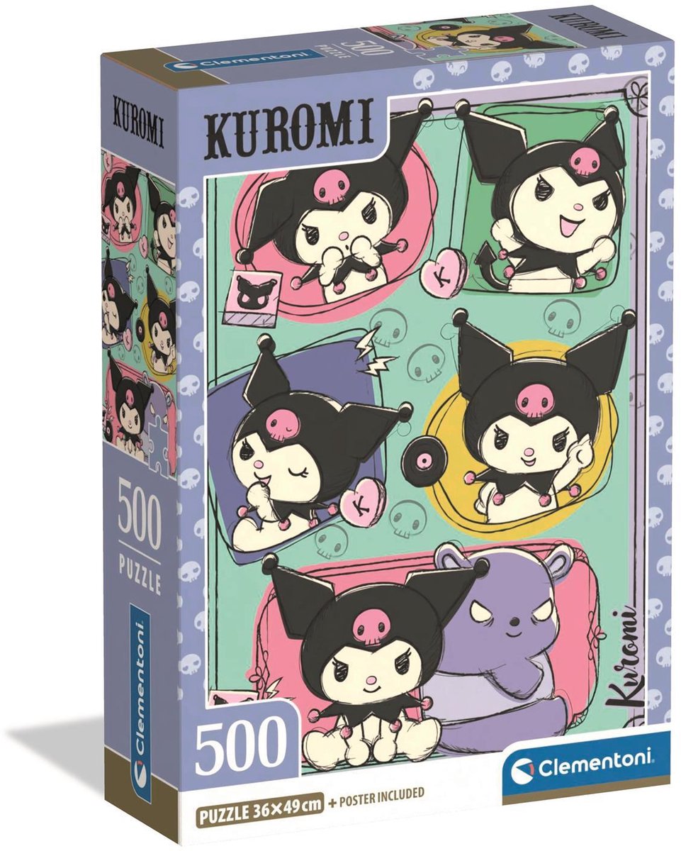 Puzzle Clementoni kuromi 500 pièces - puzzle enfant sanrio - boîte compacte - puzzle kawaii pour filles à partir de 10 ans