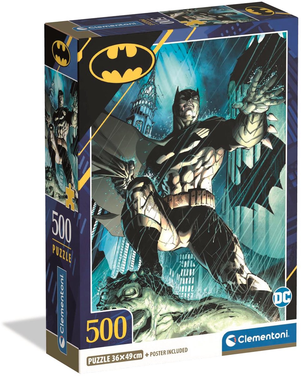 Clementoni - puzzle - 500 pièces - boîte compacte batman - puzzle pour enfants et adultes