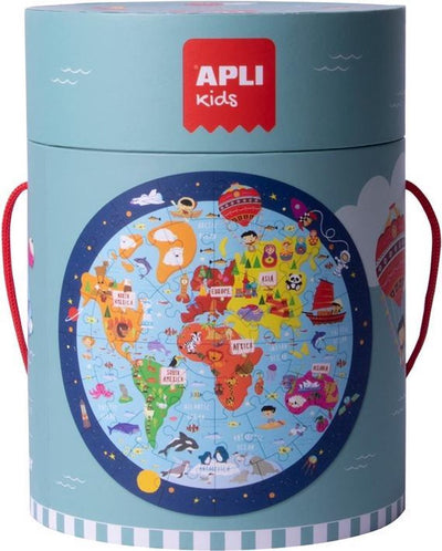 Carte du monde de puzzle rond pour enfants Apli