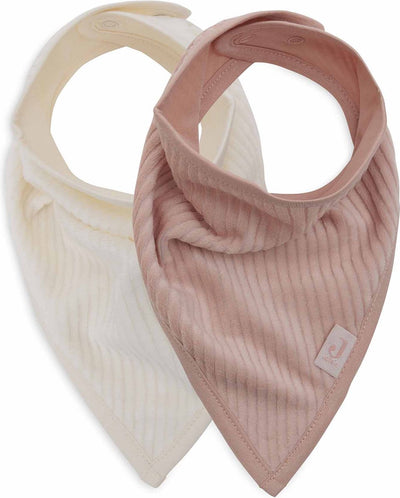 Jollein - bavoir bandana - coton - bavoirs bébé - 2 pièces - velours côtelé rose sauvage ivoire - 2 pièces
