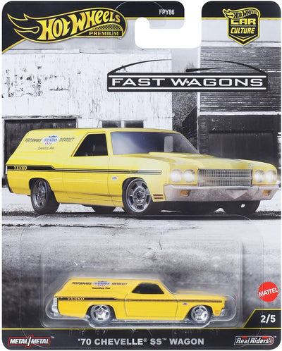 Hotwheels 70 chevelle ss wagon, voiture, 3 ans, métal, jaune