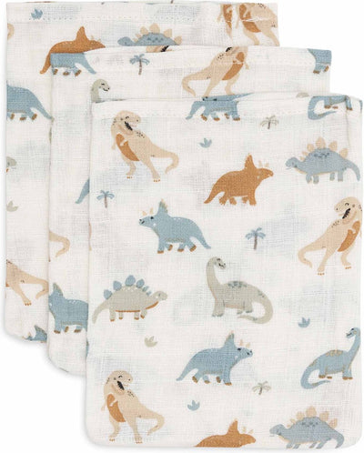 Jollein - gant de toilette hydrophile pour bébé - coton - 3 pièces - rugissant - gant de toilette pour bébé, débarbouillettes hydrophiles -15x20cm