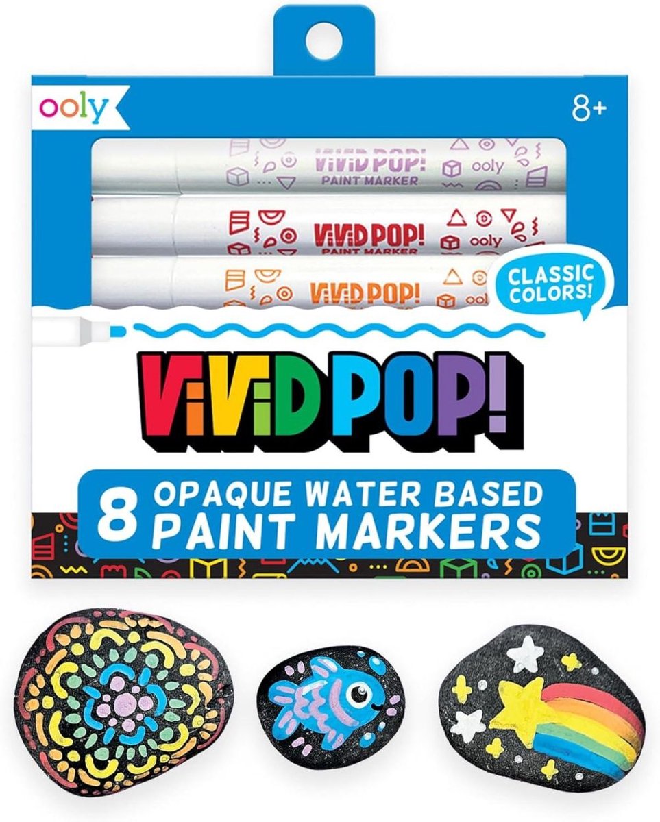 Ooly - pop vive ! - peinture sur pierre - marqueurs aquarelle