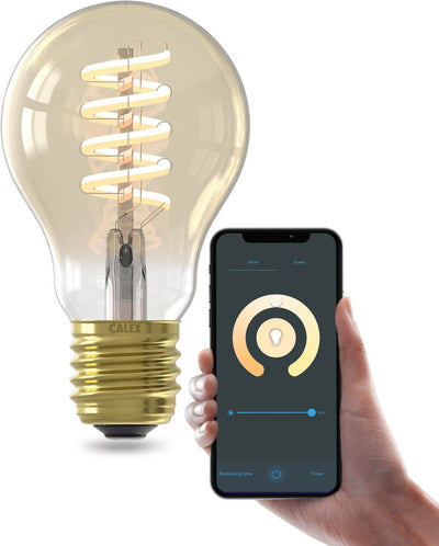 Lampe LED à filament intelligente Calex - e27 - lumière blanche chaude - or - éclairage intelligent - a60 - 7w