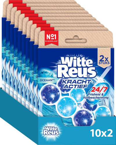 Bloc de toilette blanc géant actif océan 100 g - blocs de toilette - pack économique - 2x10 pièces
