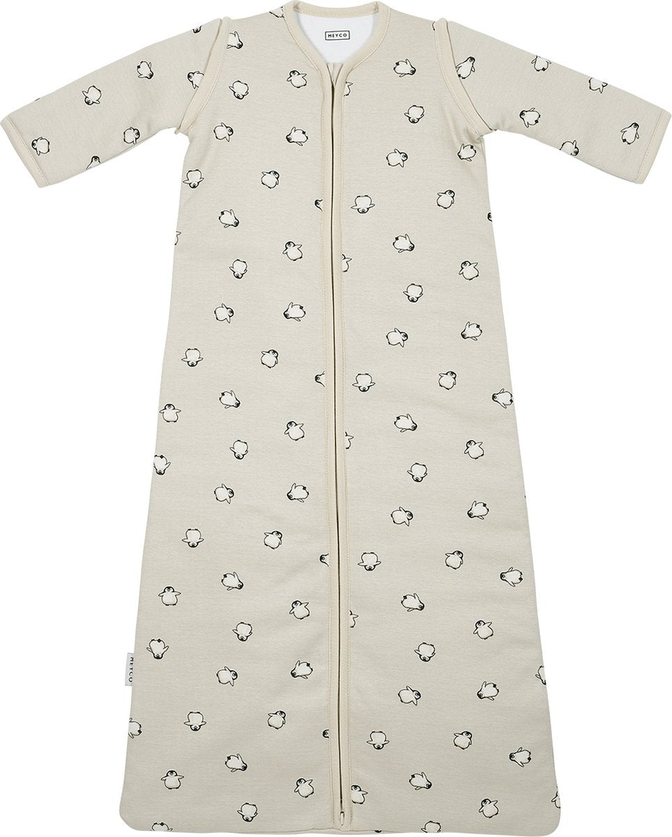 Meyco baby pingouin gigoteuse avec manches zippées - sable doux - 70 cm - 2,5 tog