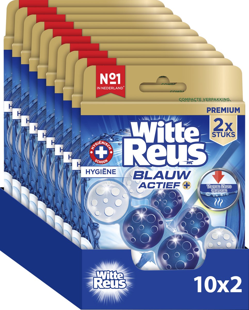 Bloc WC hygiène active bleu géant blanc 100g - blocs toilettes - pack économique - 2x10 pièces