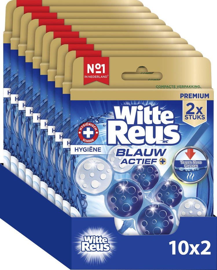 Bloc WC hygiène active bleu géant blanc 100g - blocs toilettes - pack économique - 2x10 pièces
