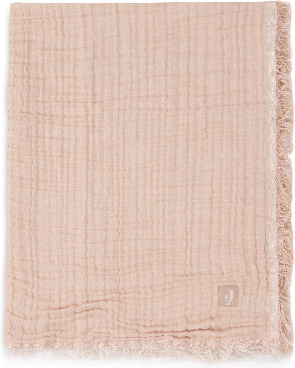 Couverture de berceau Jollein - 75x100cm - franges - ivoire pierre de lune - gots