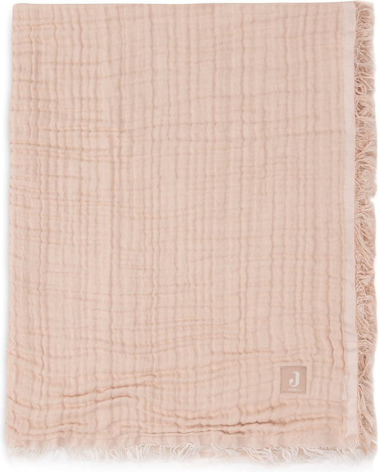 Couverture de berceau Jollein - 75x100cm - franges - ivoire pierre de lune - gots