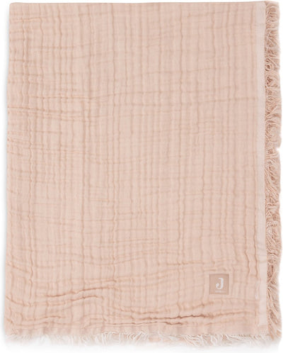 Jollein couverture bébé berceau - 120x120cm - franges - pierre de lune ivoire - gots