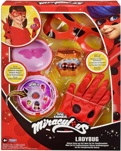 Bandai - Miraculous Ladybug - Ensemble de transformation de costume de coccinelle - Masque de téléphone Yoyo, gants, boucles d'oreilles lumineuses - Ensemble d'accessoires miraculeux - Jouets pour enfants de 4 ans et + - P50619