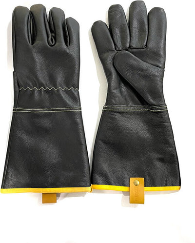 Gants de luxe pour barbecue Yakiniku - cuir véritable - résistants à la chaleur jusqu'à 200°c - doublure en kevlar - 2 pièces - accessoire pour barbecue