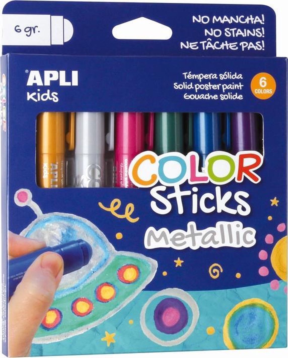 Apli enfants peinture bâton de couleur métallisé 6x