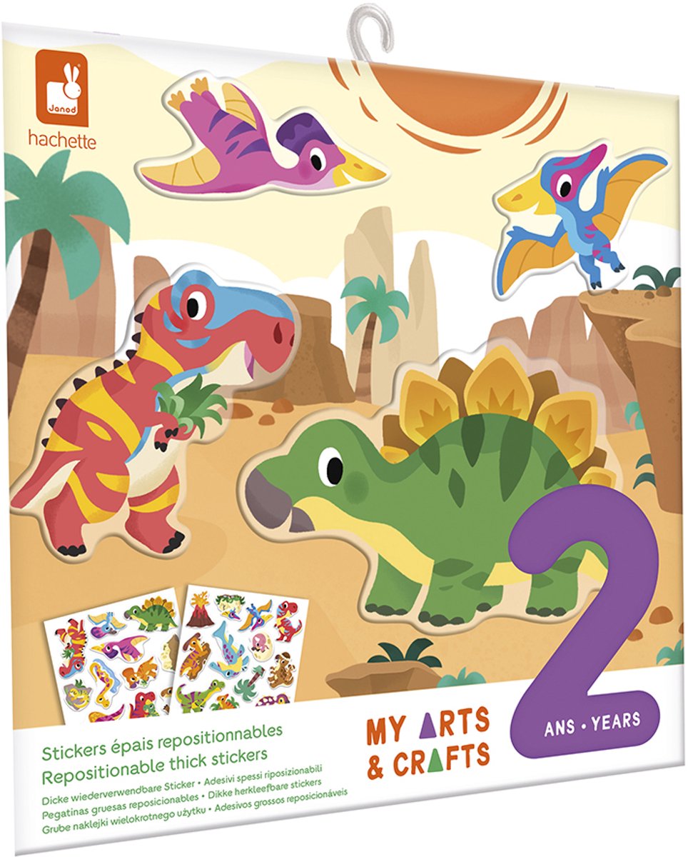Janod - mes métiers d'art - set de stickers dinosaures réutilisables