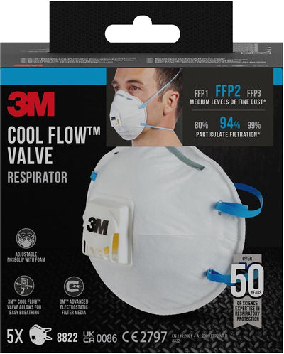 3m 1062202 - gant de masque le plus fin 8822pro5, ffp2, valve, 5 hp | 2 pièces