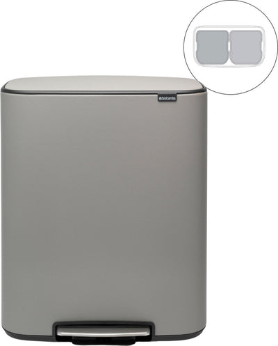 Poubelle Brabantia bo - 2 x 30 litres - tri des déchets - béton minéral gris