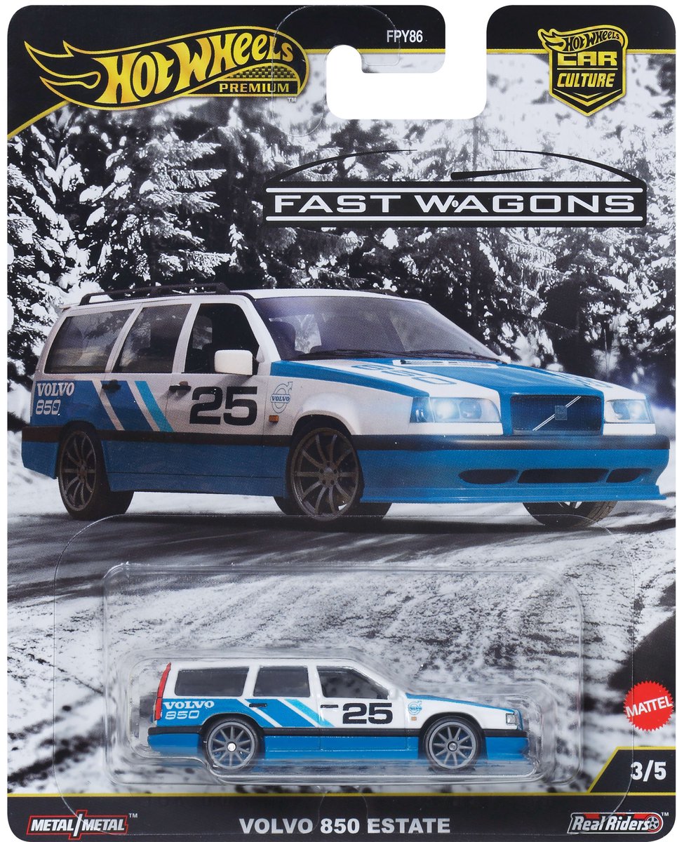 Hot Wheels Volvo 850 Estate, voiture, 3 ans, métal, plastique, bleu, blanc