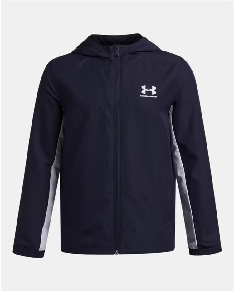 Under Armour UA B Rival Wvn Jacket-Blu Chemise de sport pour garçons - marine minuit - blanc