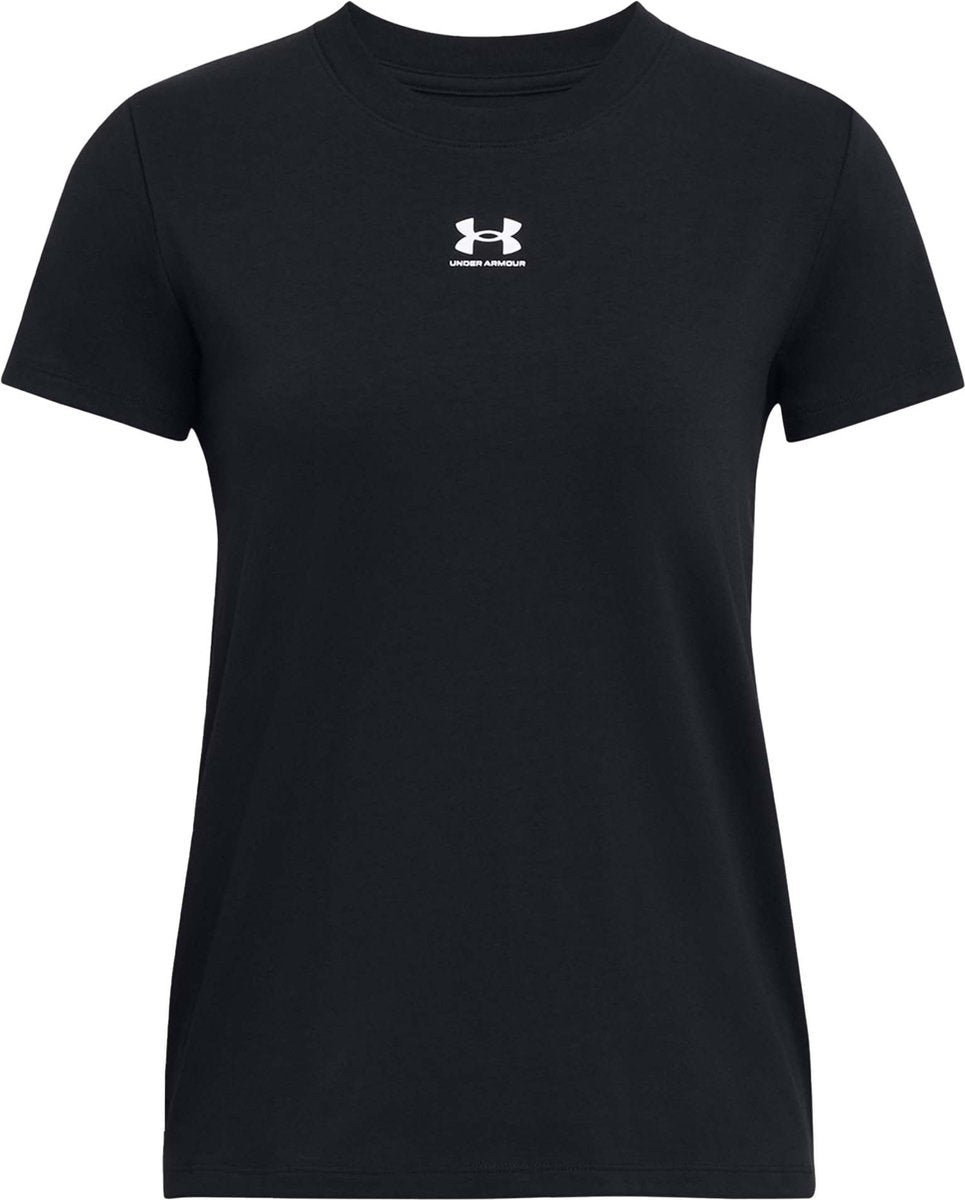Chemise de sport Under Armour UA Rival Core SS-BLK pour Femme - Noir - Blanc