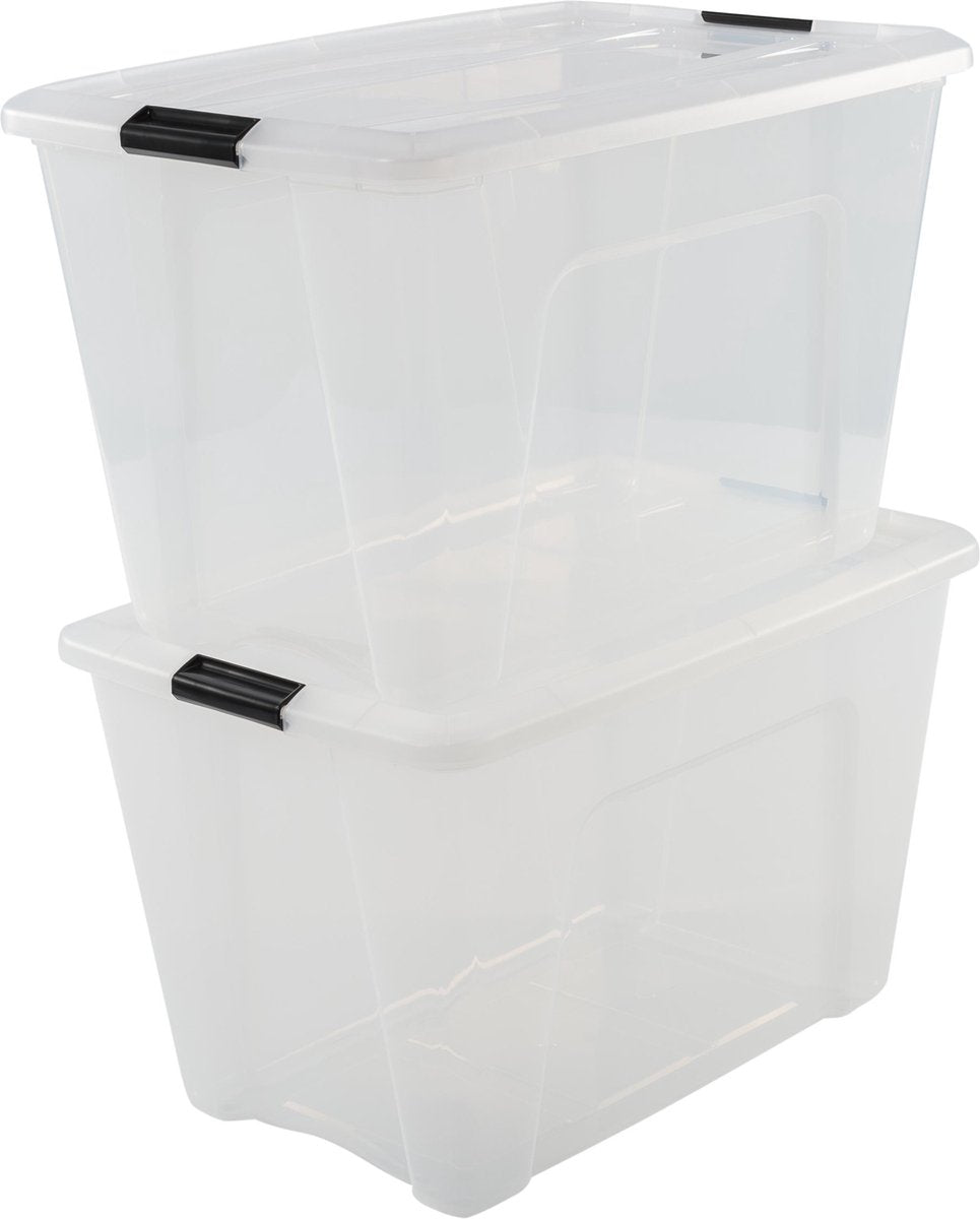 Boîte de rangement Iris topbox - 60l - plastique - transparent - lot de 2