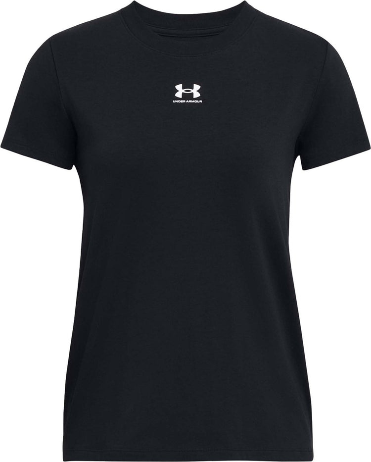 Chemise de sport Under Armour UA Rival Core SS-BLK pour Femme - Noir - Blanc