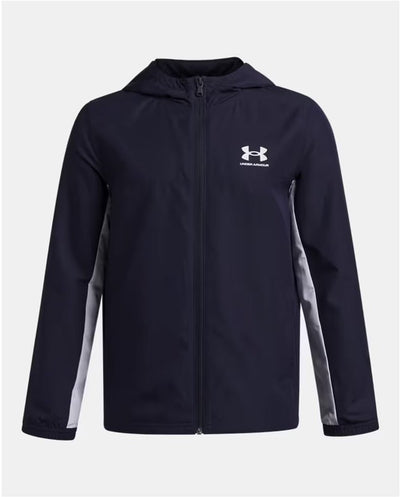 Under Armour UA B Rival Wvn Jacket-Blu Chemise de sport pour garçons - marine minuit - blanc