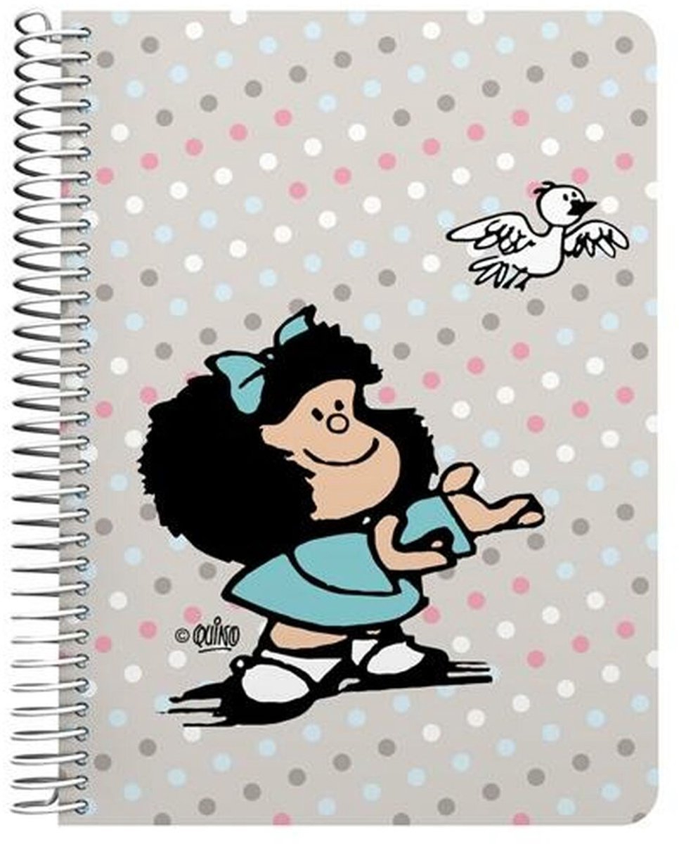 Mafalda schrift oiseau multicolore quarto 80 feuilles