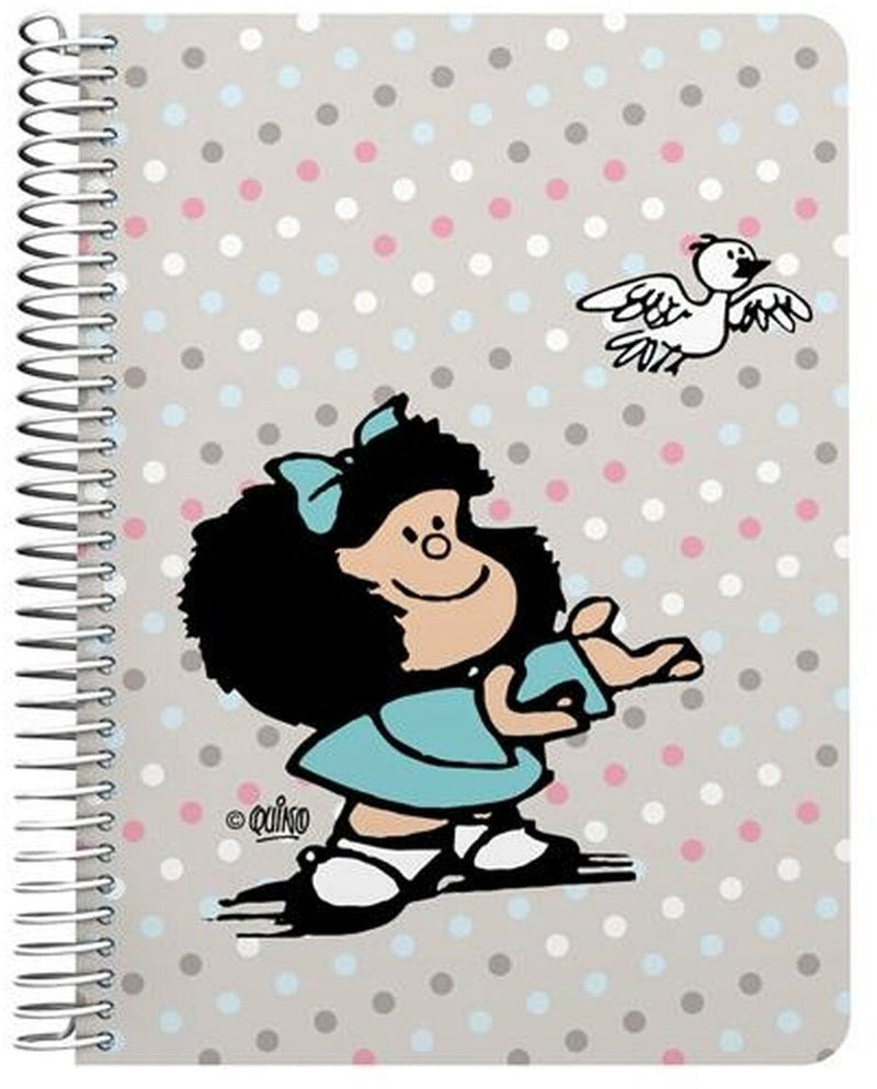 Mafalda schrift oiseau multicolore quarto 80 feuilles
