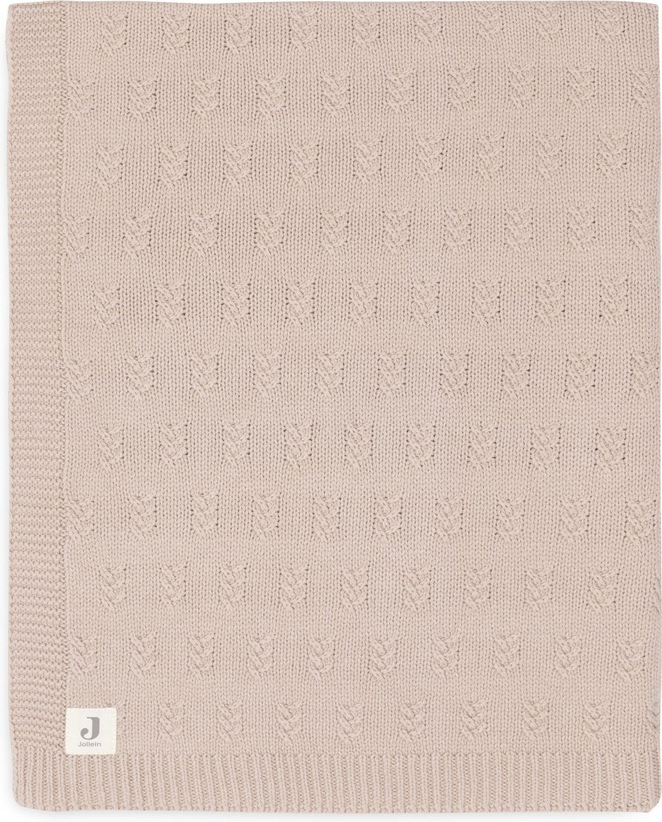 Jollein - couverture de berceau 100x150cm - couverture bébé - tricot grain - rose sauvage