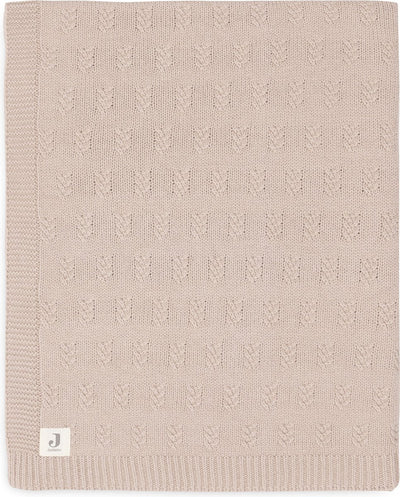 Jollein - couverture de berceau 100x150cm - couverture bébé - tricot grain - rose sauvage