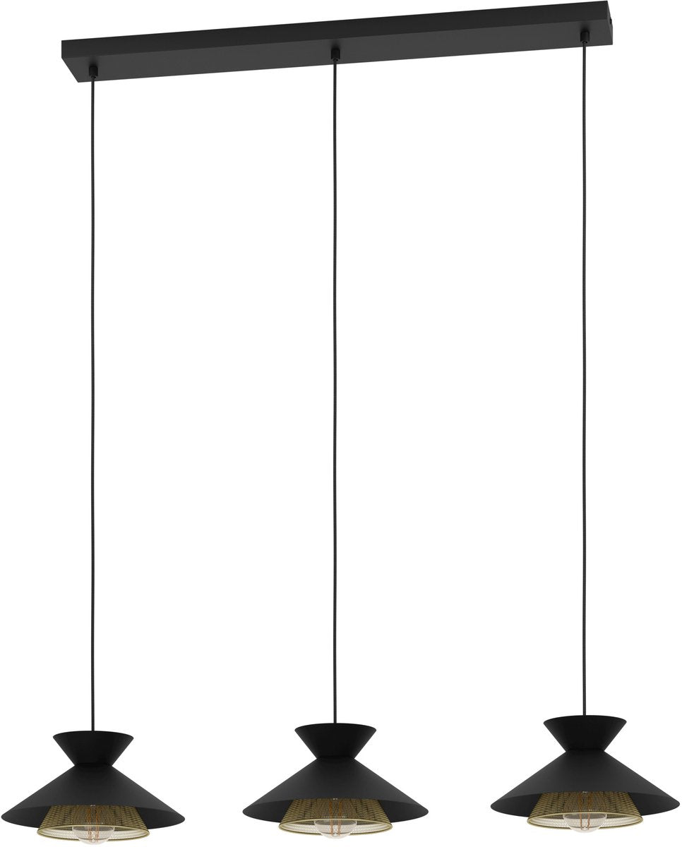 Lampe à suspension Eglo grizedale - e27 - 96 cm - noir|or - acier