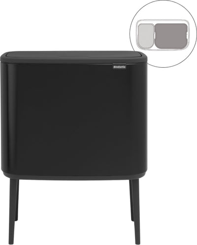 Poubelle Brabantia bo touch bin - 11 + 23 litres - tri des déchets - noir mat