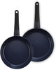 Brabantia Vanta set de poêles 2 pièces ø 24 28cm - 100% sans PFAS - revêtement antiadhésif en céramique renforcé de titane - set de poêles à induction - noir