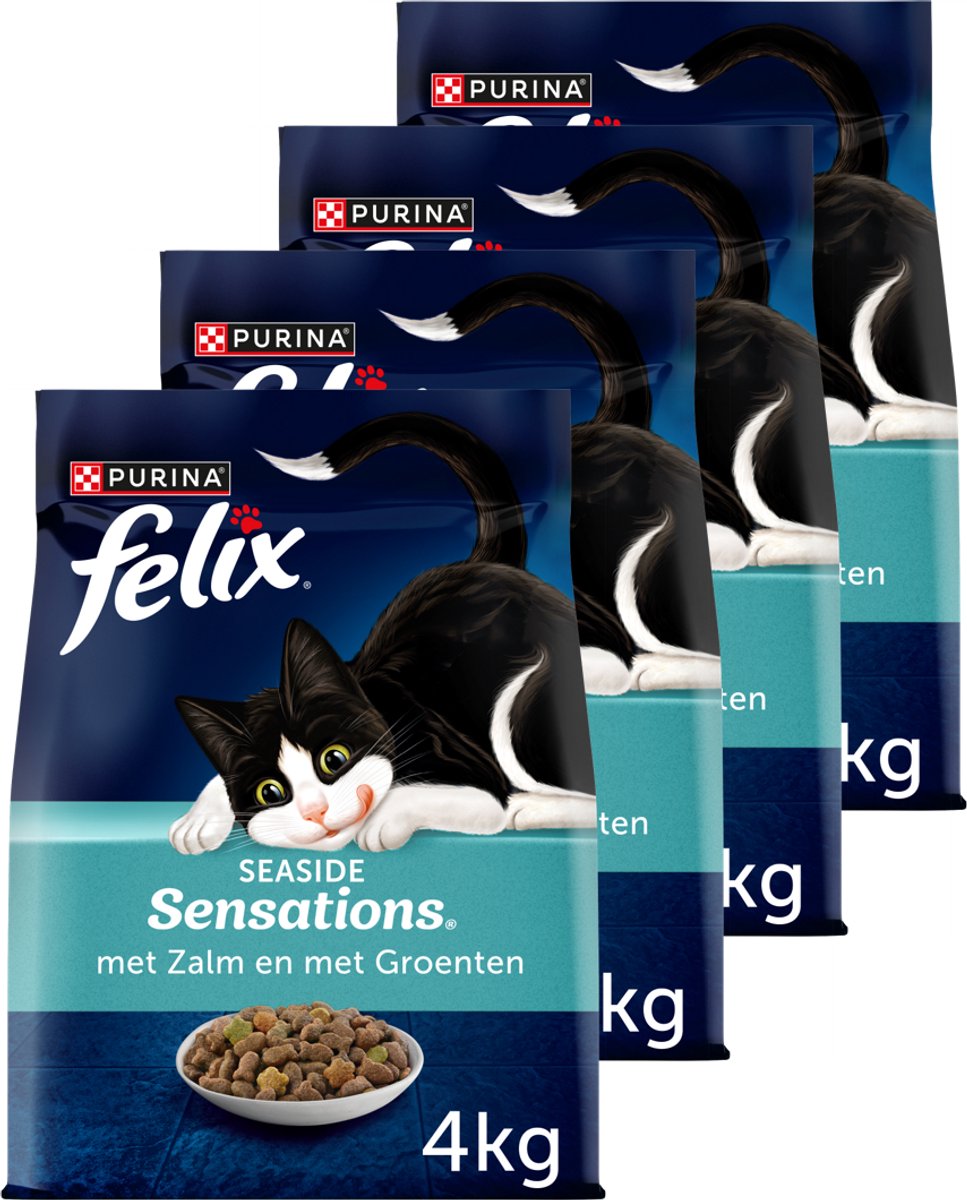 Felix sensations balnéaires - nourriture sèche pour chat - légumes saumon - 4 x 4 kg