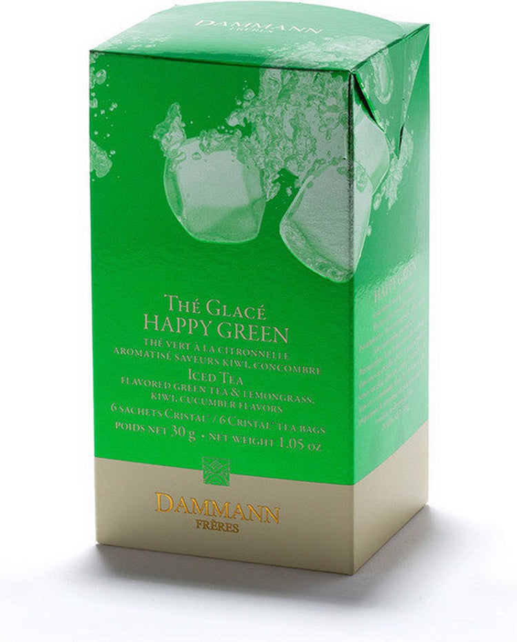Dammann frères dammann - thé glacé happy green - 6 sachets de thé - thé vert au goût de fruits - suffisant pour 6 litres de thé glacé sans sucre