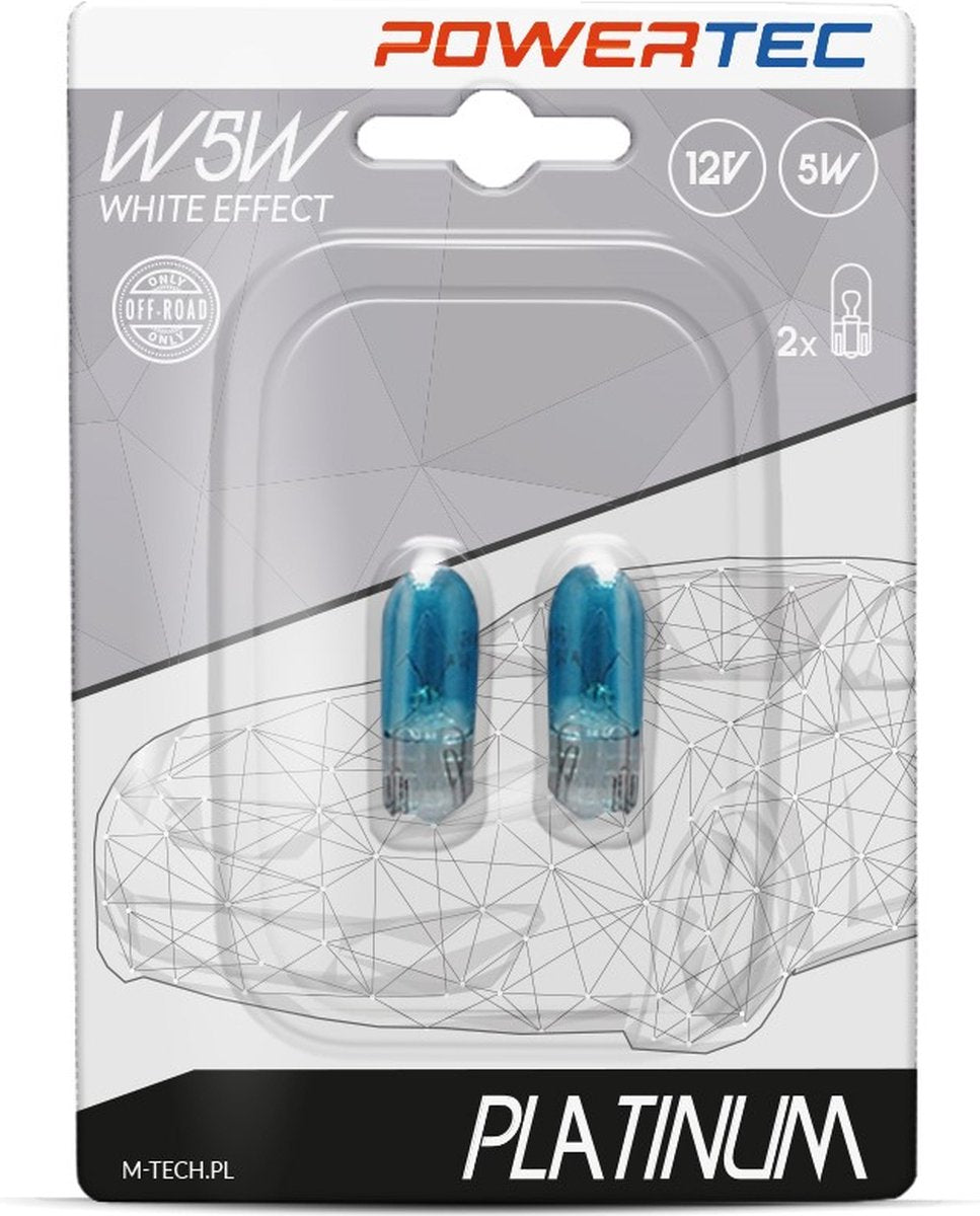 Powertec w5w 12v - effet cale platine blanc - set