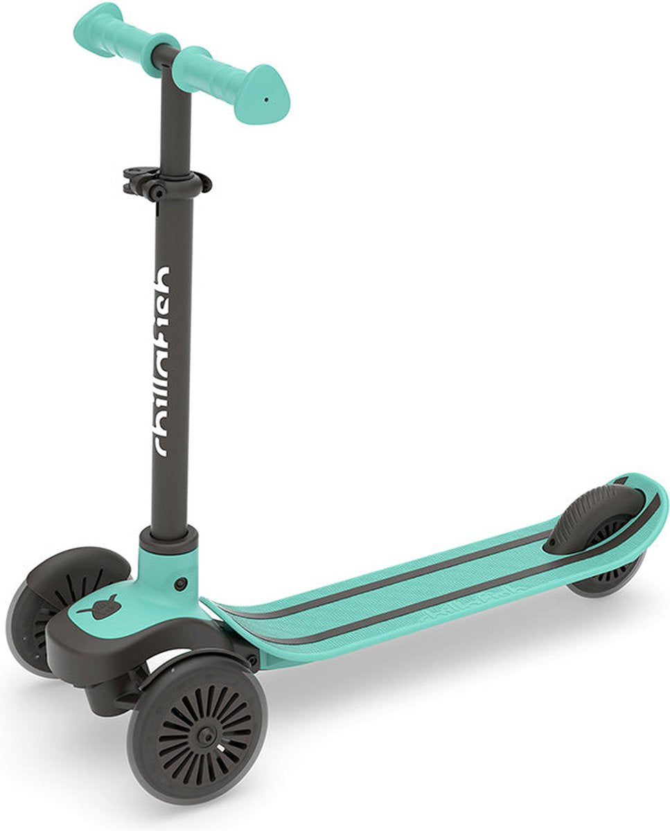 Trottinette enfant Chillafish 3 ans à trois roues - bleu vert - trottinette légère pour garçons avec guidon amovible et frein à pied - réglable en hauteur - inclinaison pour diriger - poignées supplémentaires - modèle Scotti
