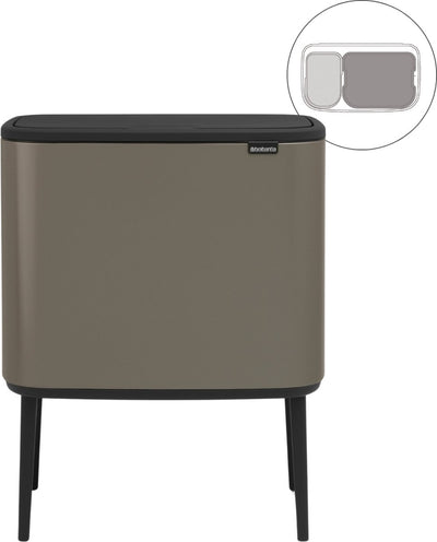 Poubelle Brabantia bo touch bin - 11 + 23 litres - tri sélectif - platine