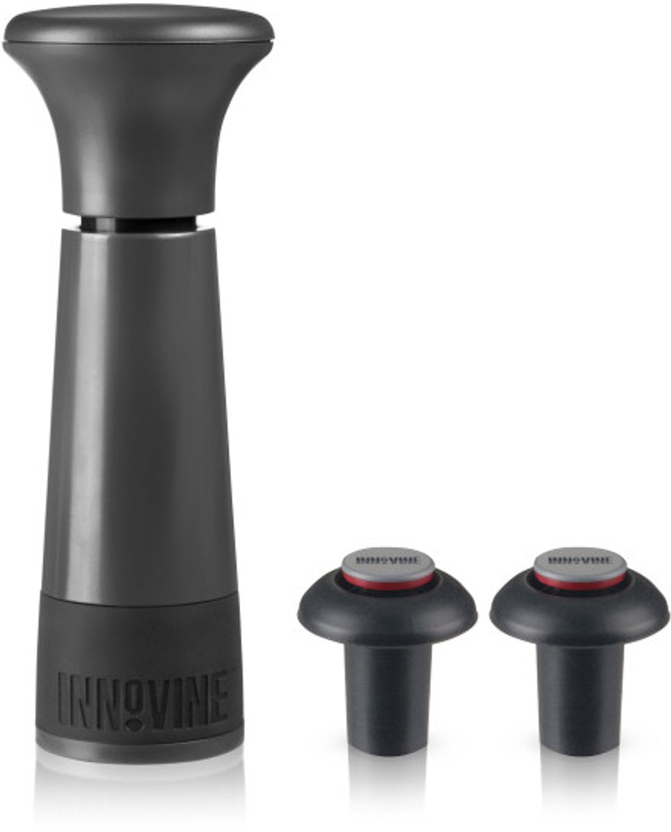 Pompe à vide Innovine ™ économiseur de vin en graphite - pompe à vin avec 2 bouchons