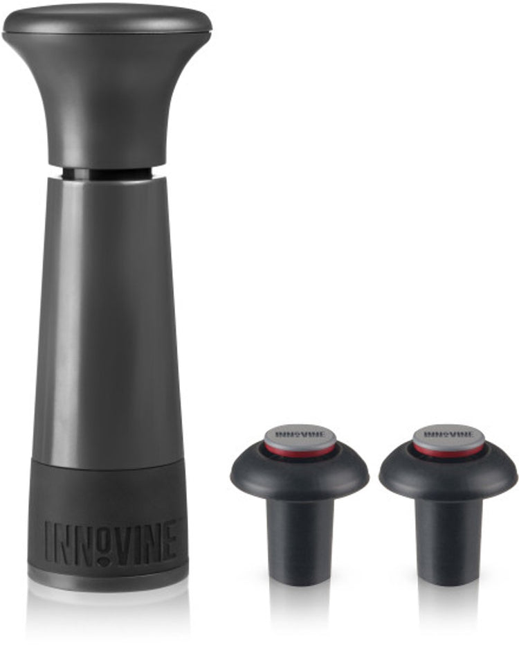Pompe à vide Innovine ™ économiseur de vin en graphite - pompe à vin avec 2 bouchons
