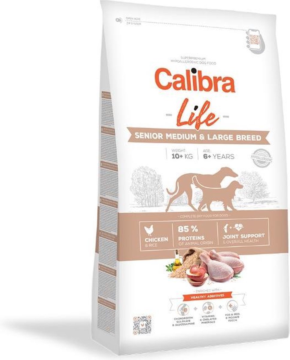 Calibra dog life senior, poulet de race moyenne et grande, 12 kg